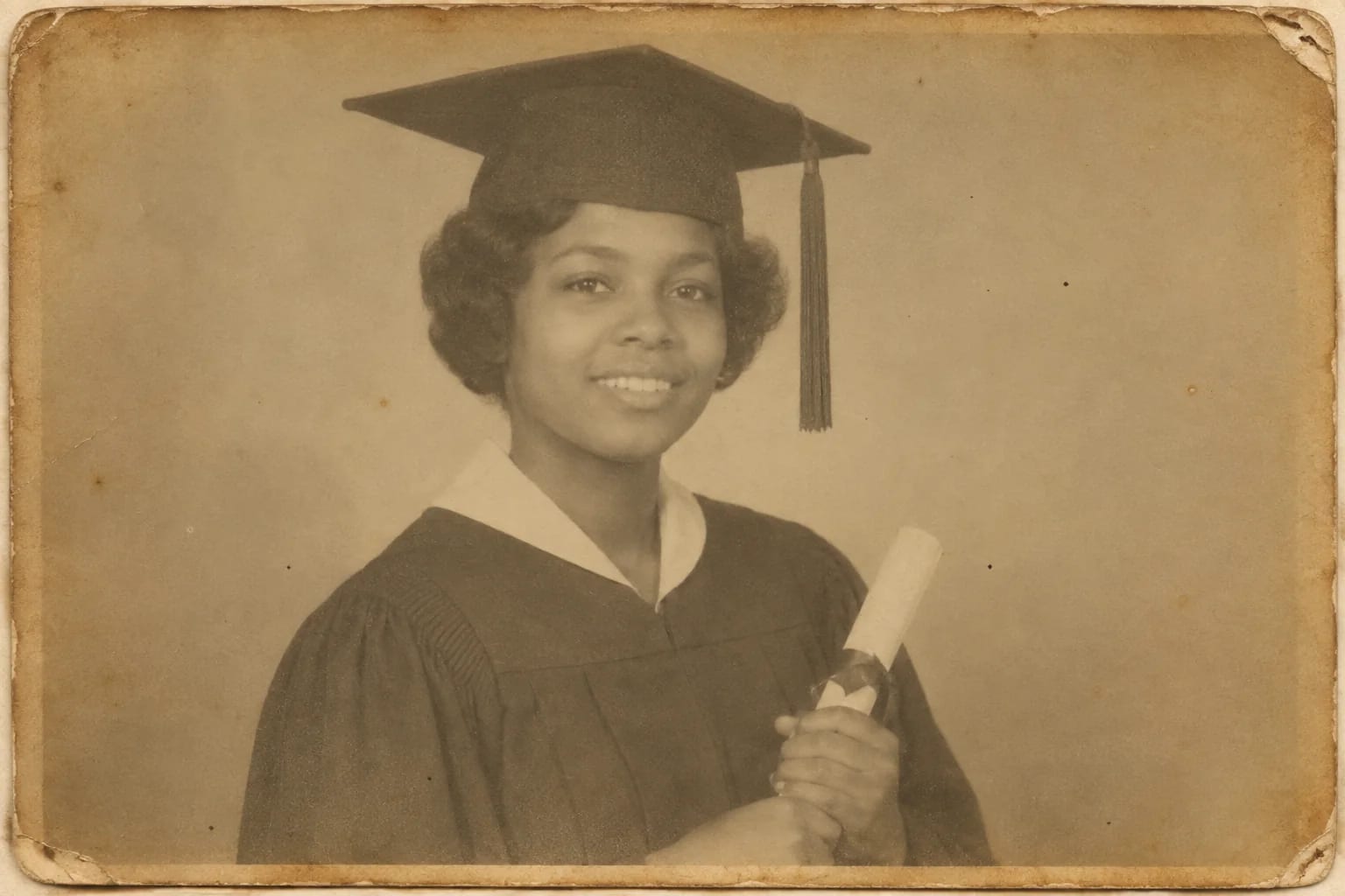 Restore old graduation photos, the original print
