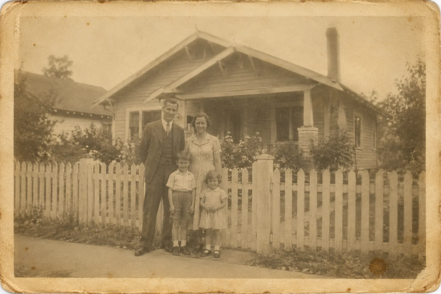 Restore old house photos, the original print
