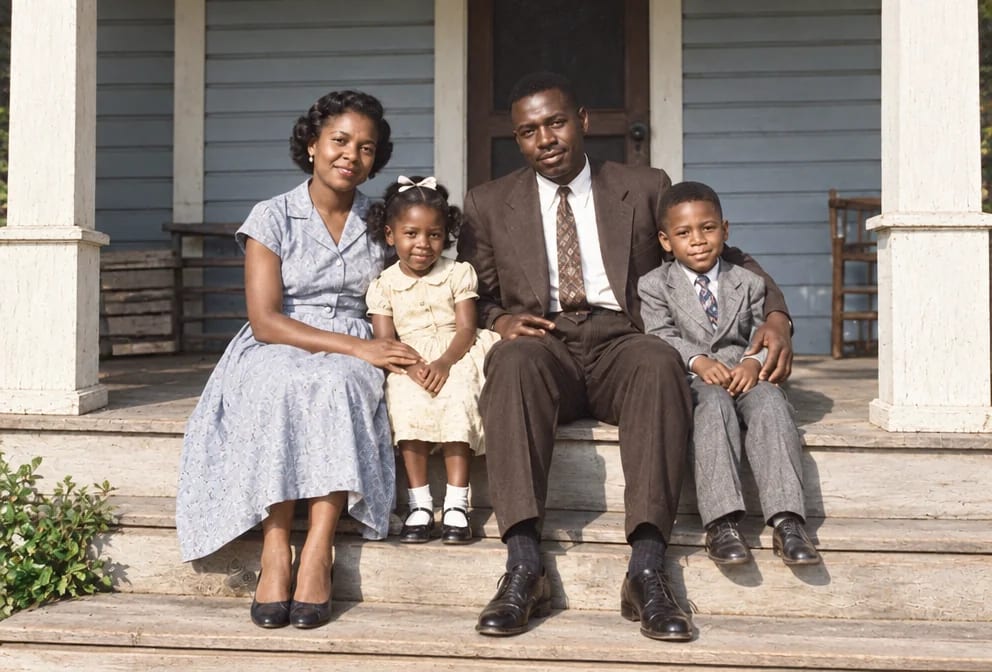 The same photograph restored and colorized